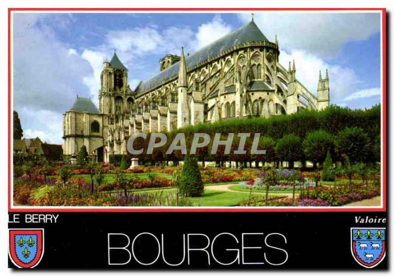 Modern Postcard Bourges Cher Saint Etienne cathedral view of the gardens of t...