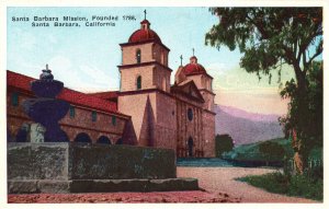 Vintage Postcard Santa Barbara Mission1786 Religious Building California Pacific