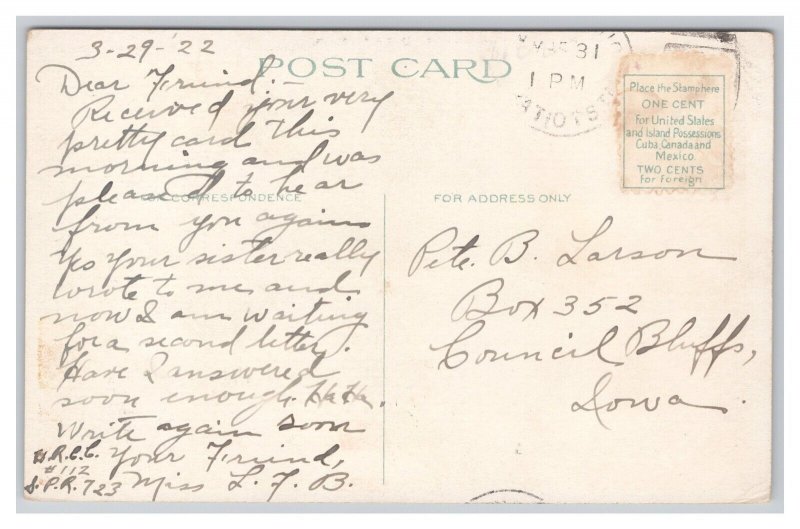 Postcard Post Office By Night Detroit Mich. Michigan c1922