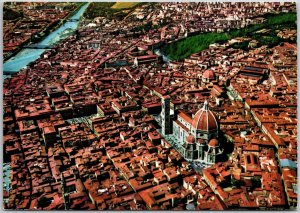 Firenze Aerial Panorama Florence Italy Buildings River Bridges Postcard