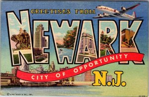 Postcard TOURIST ATTRACTION SCENE Newark New Jersey NJ AO0002