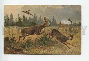 3182908 Hunting for deer by MULLER mushroom Amanita Vintage