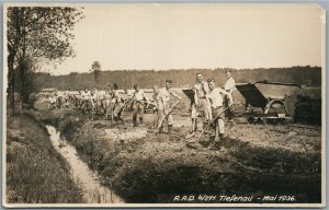 R.A.D. at WORK 1936 TIEFENAU RAILWAY VINTAGE GERMAN REAL PHOTO POSTCARD RPPC