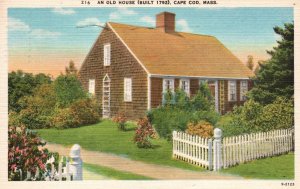 An Old House Historic Landmark Cape Cod Massachusetts MA Vintage Postcard 1947