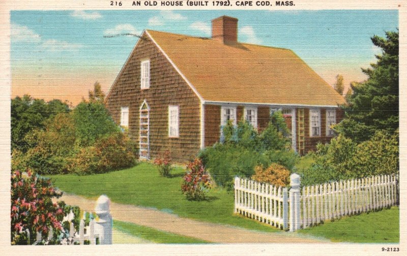Vintage Postcard 1947 An Old House Historic Landmark Cape Cod Massachusetts MA