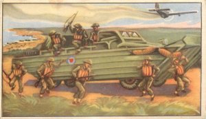 Colored history of the Second World War the Landing in Europe chromo trade card
