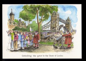 BE192 - Controlling the Queue to the Tower of London - Large Besley Comic P'card