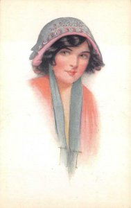 BEAUTIFUL WOMAN HAT GLAMOUR ARTIST SIGNED E. W. SAVORY 866 POSTCARD (c.1910)