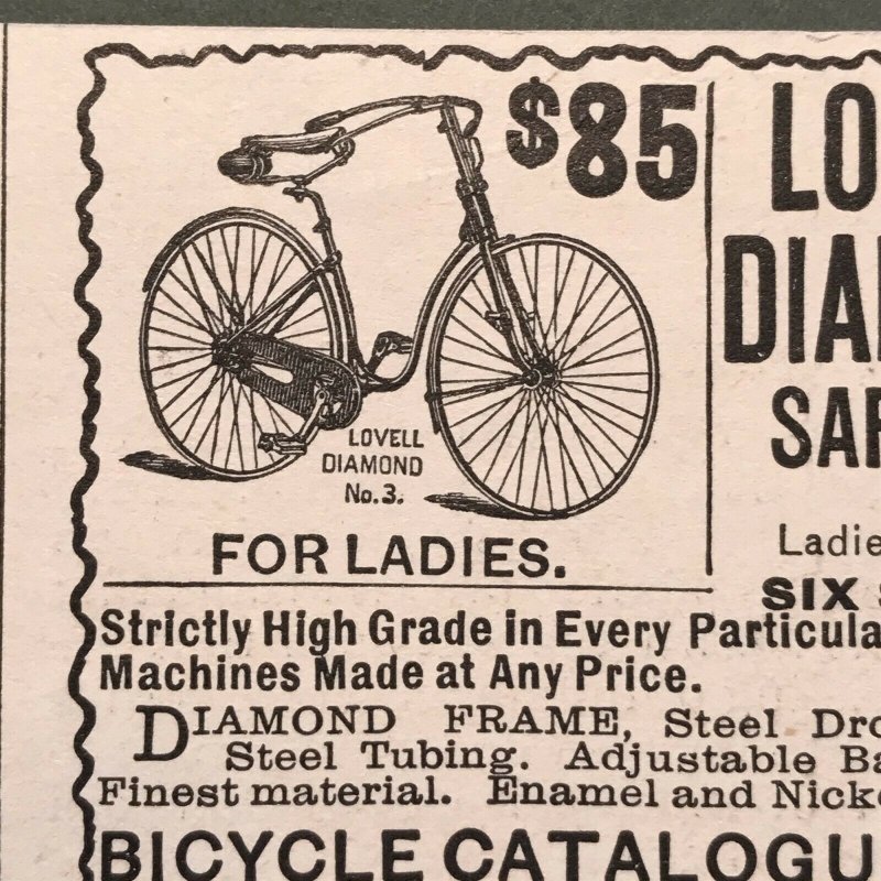 1892 Victorian Print Ad Bicycle for Ladies J.P. Lovell Arms Co. 2T1-52 