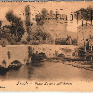 c1908 Tivoli, Italy Ponte Lucano Bridge Aniene River Ancient Roman Sepia PC A343