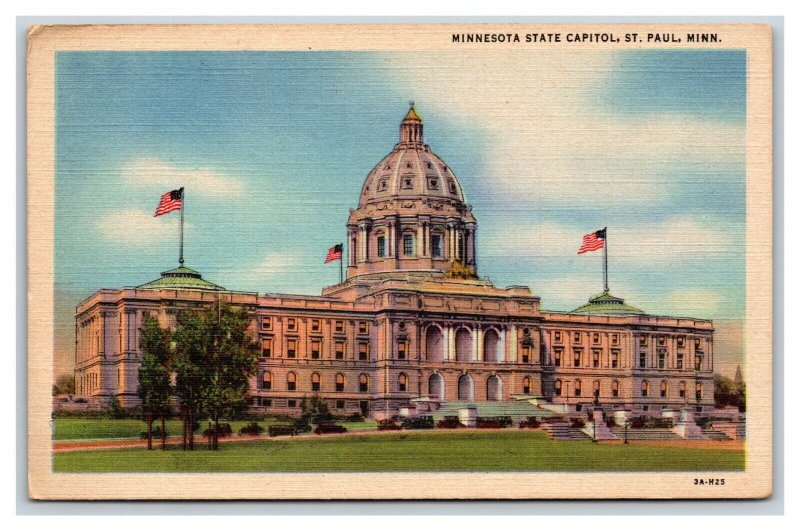 Minnesota State Capitol Building St Paul MN UNP Linen Postcard N24