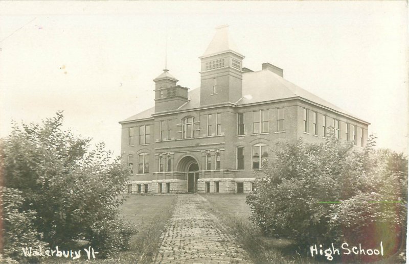 Vintage Waterbury VT High School Postcard, Real Photo Pre 1930s