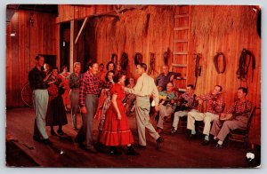 Interior~Old Time Square Dancing @ Renfro Valley Kentucky Barn~Vintage Postcard