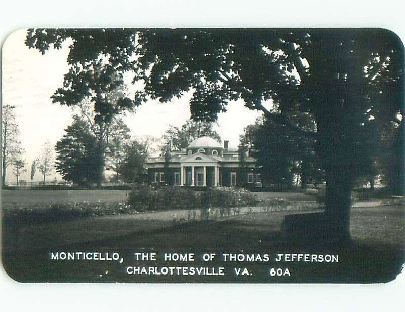 1946 rppc MONTICELLO PRESIDENT JEFFERSON HOME Charlottesville Virginia VA o1268