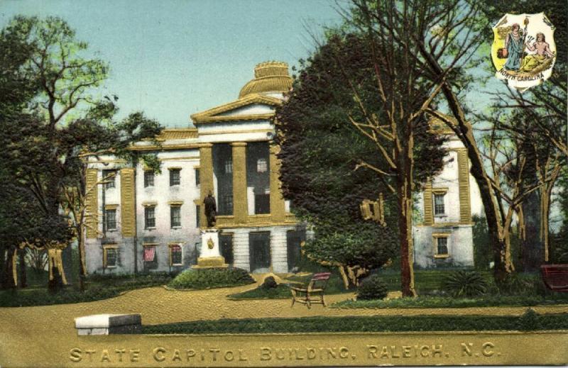 Raleigh, North Carolina, State Capitol, Coat of Arms (1910s) Gold Embossed