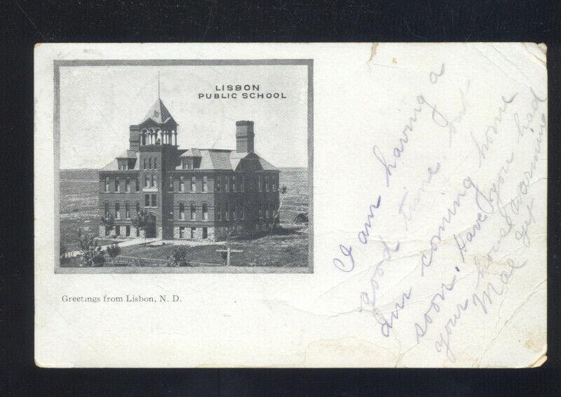 LISBON NORTH DAKOTA LISBON PUBLIC SCHOOL BUILDING VINTAGE POSTCARD TONICA IL.