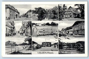 Uelzen Hann Germany Postcard Pool Street Town Hall c1930's Multiview Vintage