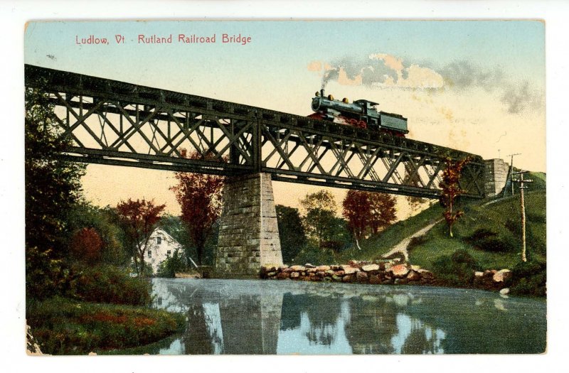 VT - Ludlow. The Rutland Railroad Bridge   (chipped)