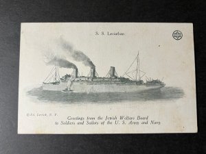 Mint Ship Postcard SS Leviathan Jewish Welfare Board US Army and Navy Soldiers