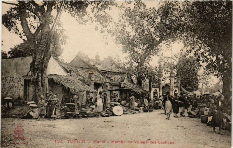 CPA AK Tonkin- Hanoi- Marché au Village des Cochons. VIETNAM Indochina (715373)