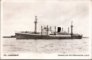 MS Langkoeas Koninklijke Rotterdamsche Lloyd Ship Vintage RPPC 09.90