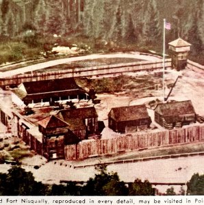 Old Fort Nisqually Washington Postcard Tacoma Park c1960-70s Armed Forces PCBG8B