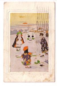 Made in Asia Children Building Snowman, 