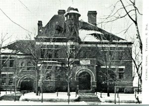 1900s Yankton, South Dakota Central School Winter Photo Postcard Vanderhule A195