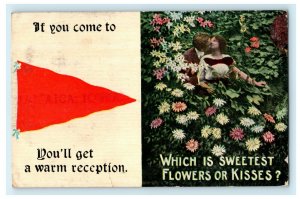 1913 Sweet Kissing Couple Romantic Jamaica Iowa IA Banner Posted Postcard 