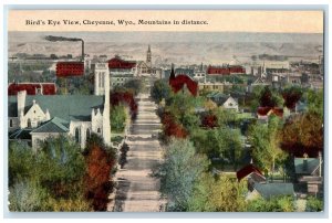 c1910's Bird's Eye View Of Cheyenne Wyoming WY Mountains In Distance Postcard