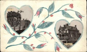 Handmade Inset Views Hand Painted Vines St. John? c1910 Postcard