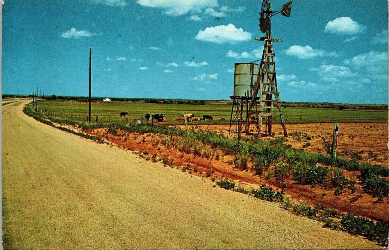 Texas Windmill Charles Walcott 9c Right of People Stamp Vintage Postcard WOB PM 