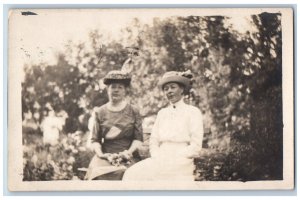 Winnipeg Manitoba Canada Postcard Two Women Wearing Hat Dress c1910 RPPC Photo