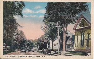 Catskills Stamford NY, Main St. View, Old Car, 1915-20's Victorian Architecture