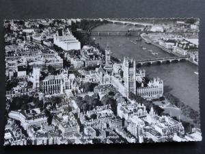 London: AERIAL VIEW Westminster The Houses of Parliament c1960's RP Postcard