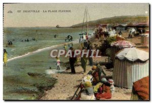 Old Postcard Deauville flowered beach