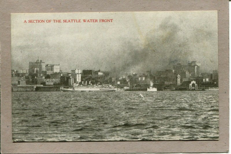 .. Postcard WA Seattle Water Front Harbor Steam Ships c1915 2650N