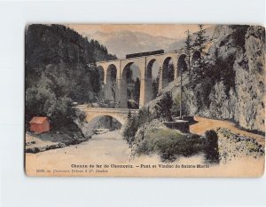 Postcard Pont et Viaduc de Sainte Marie Chemin de fer de Chamonix France