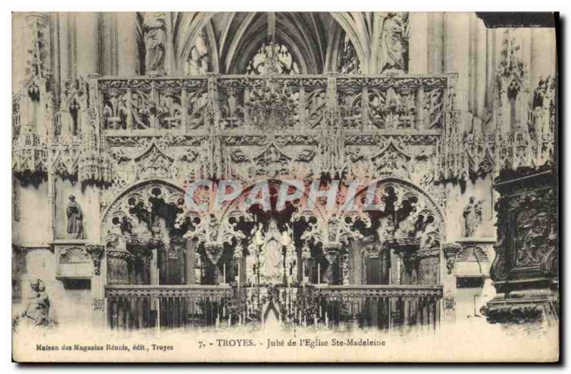 Postcard Old Troyes Jube Church Ste Madeleine
