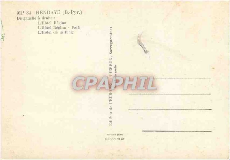 Modern Postcard Hendaye (B Pyr) From Left to Right Hotel Regina Hotel Regina ...