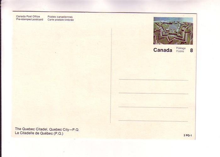 Canada Post Office Pre-stamped Postcard, The Citadel, Quebec City, Quebec, Ma...