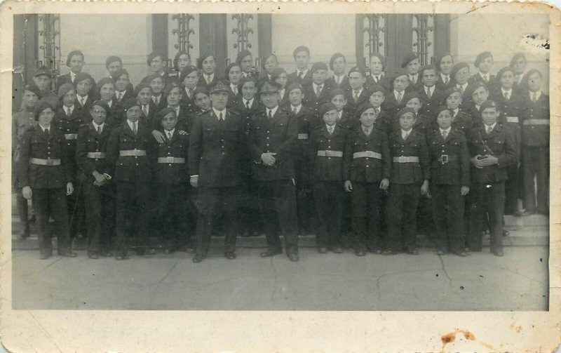 Romania inter-war 1935 military school prom signature uniforms photo postcard