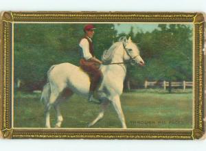 Pre-Linen MAN RIDING HIS WHITE HORSE AC5744