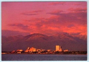 ANCHORAGE, Alaska AK ~ Sunrise SKYLINE Chugach Mountains 4.5x6.5 Postcard