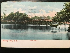 Vintage Postcard 1911 Sunset Lake Bridge Asbury Park New Jersey