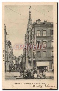 Old Postcard Rouen Fountain Stone Cross Children