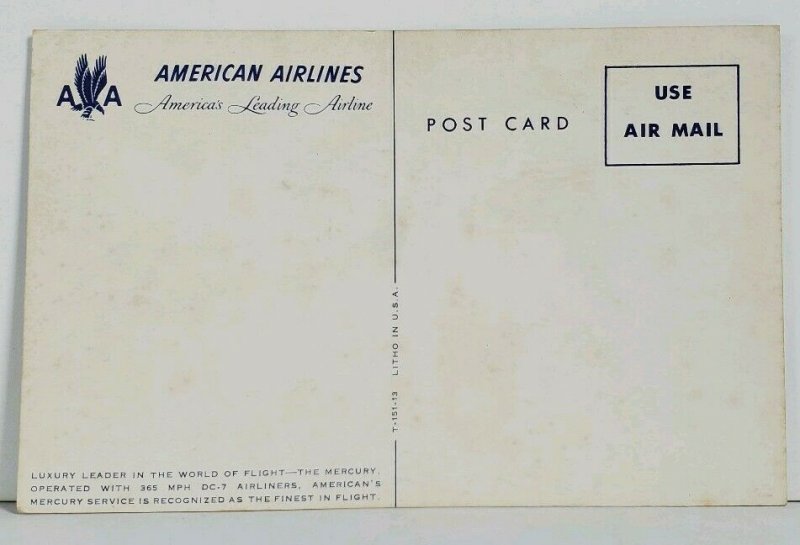 American Airlines The Mercury in Flight DC-7 Airliners Postcard M14