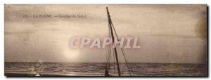 Old Postcard Panne Sunset boat sun