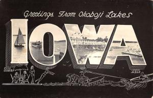 Iowa Okonoji Lakes Large Letter Real Photo Antique Postcard K104227