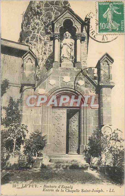 Old Postcard Le Puy Rocks of Espally Entree de la Chapelle Saint Joseph
